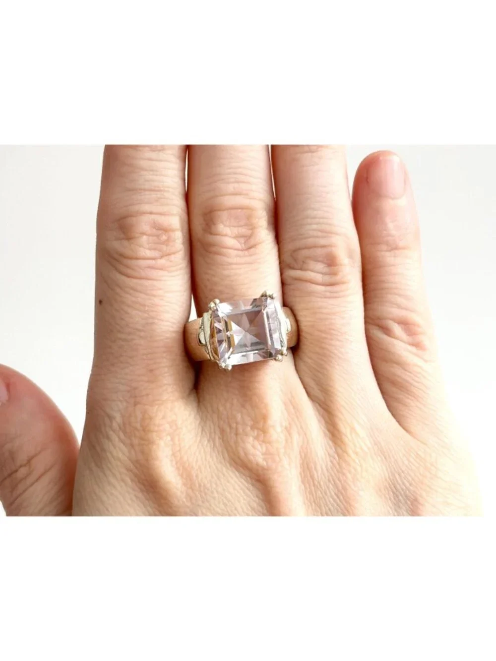 Ultra Light Amethyst Gemstone Sterling Silver Solitaire 925 Vintage Ring - sz 8